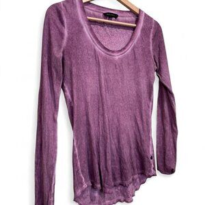 Rock & Republic Y2K Bling Logo Long Sleeve Tee Lavender Size M Fits S